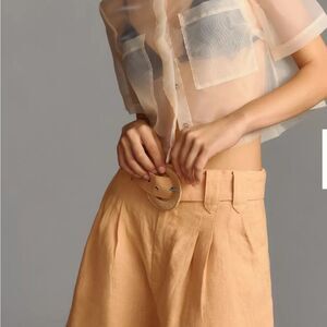 Anthropologie Farm Rio  Tailored Linen Shorts